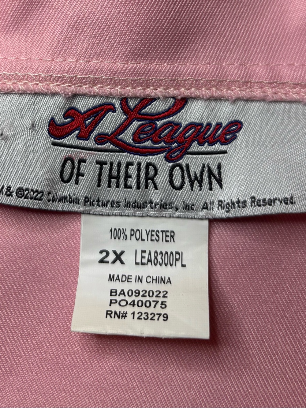 A League of Their Own Pink Baseball Costume Dress 2X Halloween Cosplay - Picture 4 of 4